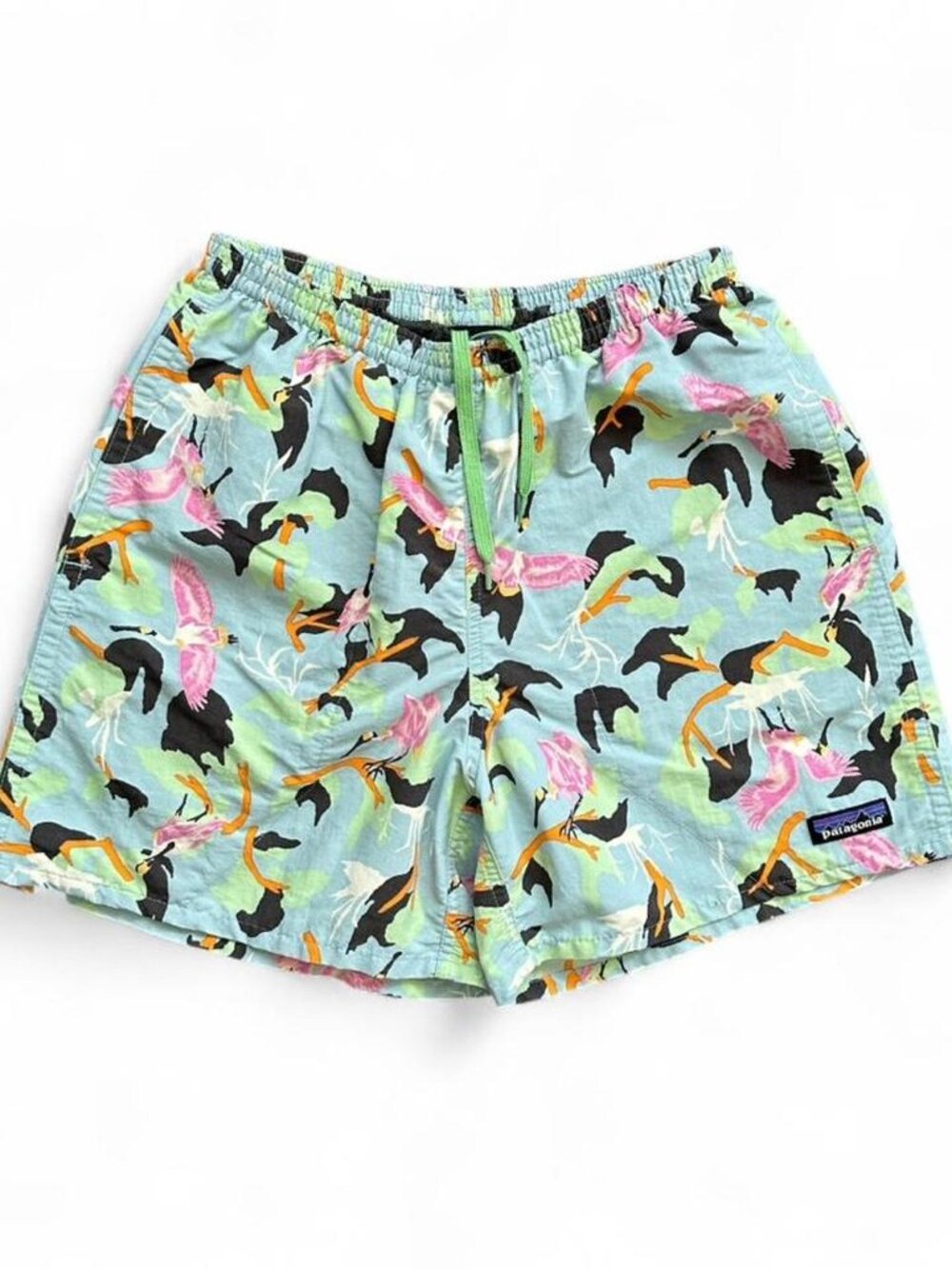 Patagonia Baggies Tropical Bird Print Shorts Spoonbill Size Small